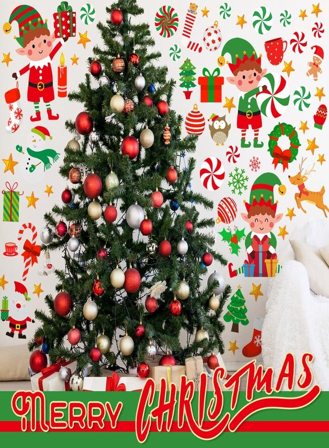 Resholder 131 Pcs 6 Sheets Christmas Elf Stickers Christmas Wall Elf Window Clings Xmas Window Films Home Decorations for Winter Holiday Classroom Office Party Supplies - Image 5
